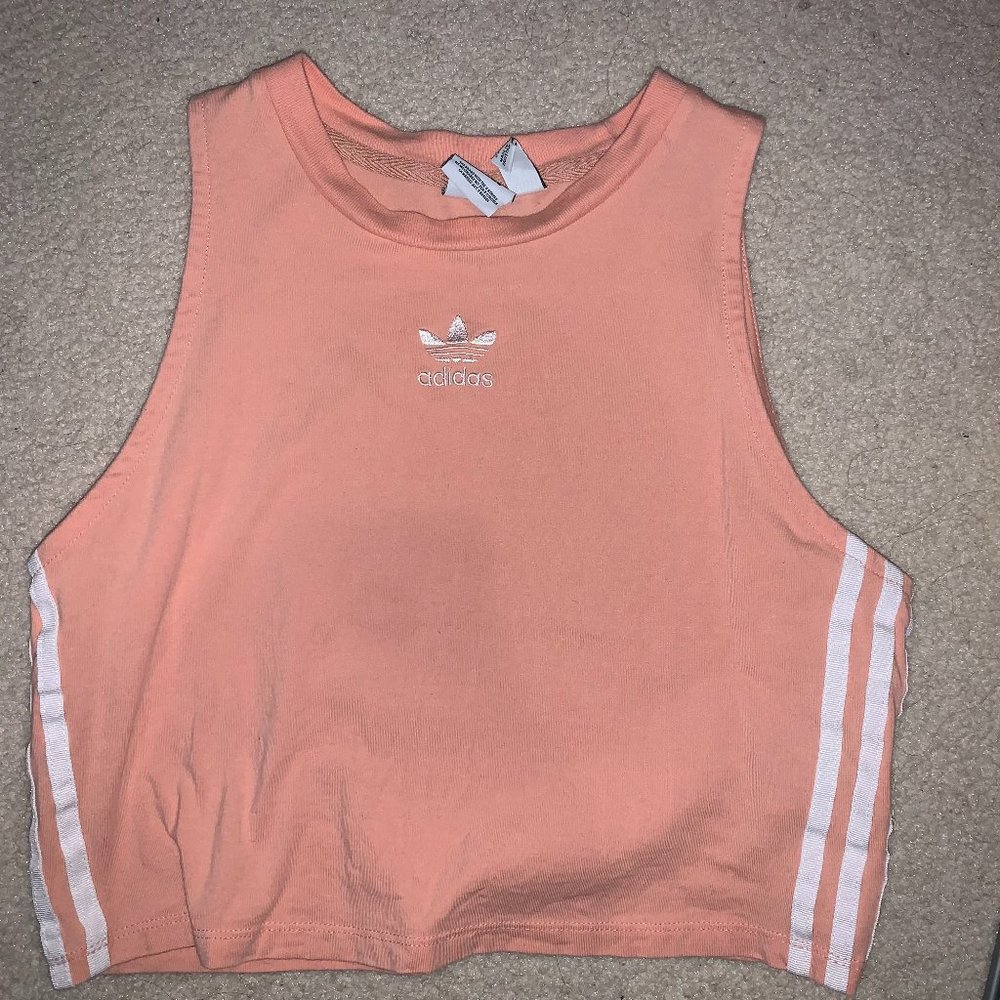 Adidas crop pink orange sleeveless tank top